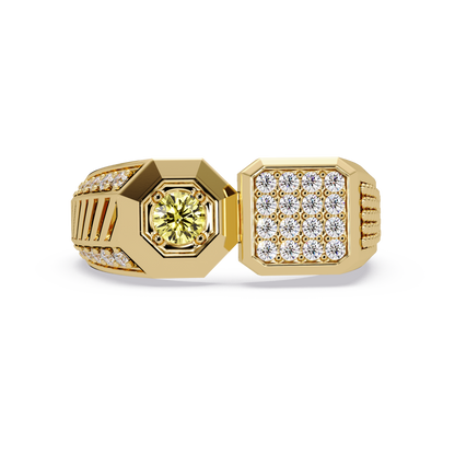 0.4 CTW Split-Panel Men’s Colorstone Ring with Citrine Yellow in Yellow Gold – Lunéa Paris