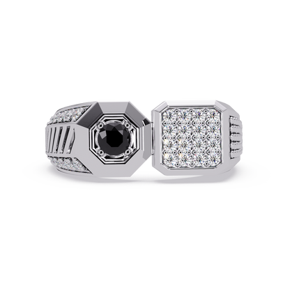 0.4 CTW Split-Panel Men’s Colorstone Ring with Onyx in White Gold – Lunéa Paris