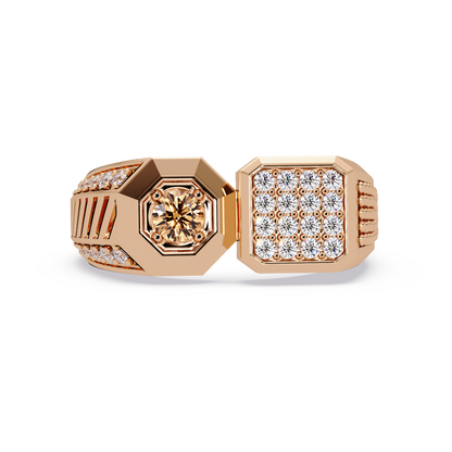0.4 CTW Split-Panel Men’s Colorstone Ring with Champagne Topaz in Rose Gold – Lunéa Paris