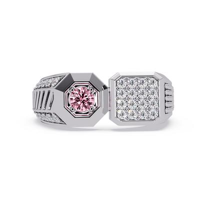 0.4 CTW Split-Panel Men’s Colorstone Ring with Tourmaline Pink in White Gold – Lunéa Paris
