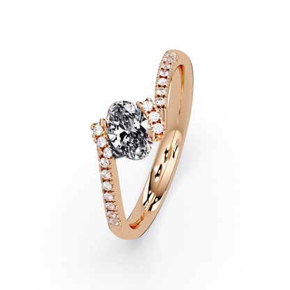 0.4 CTW Oval Bypass Pavé Colorstone Ring with Onyx center in 14K Rose Gold – Lunéa Paris