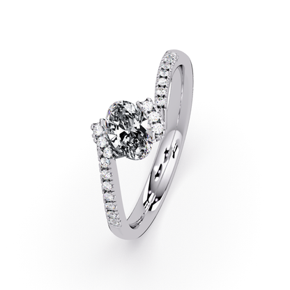 0.4 CTW Oval Bypass Pavé Colorstone Ring with Onyx center in 14K White Gold – Lunéa Paris