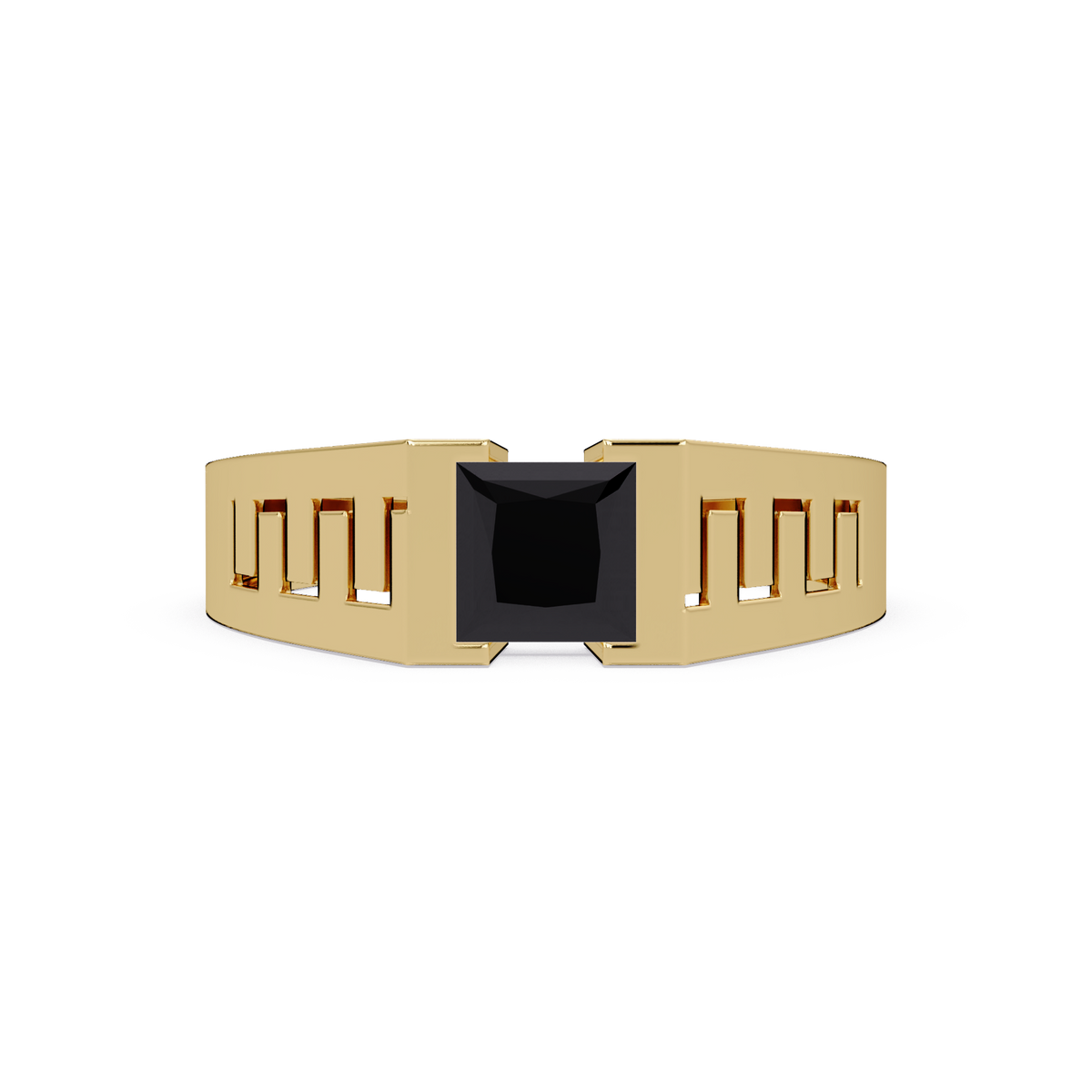 1.0 CTW Princess Men’s Colorstone Ring with Onyx in Yellow Gold – Lunéa Paris