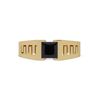 1.0 CTW Princess Men’s Colorstone Ring with Onyx in Yellow Gold – Lunéa Paris