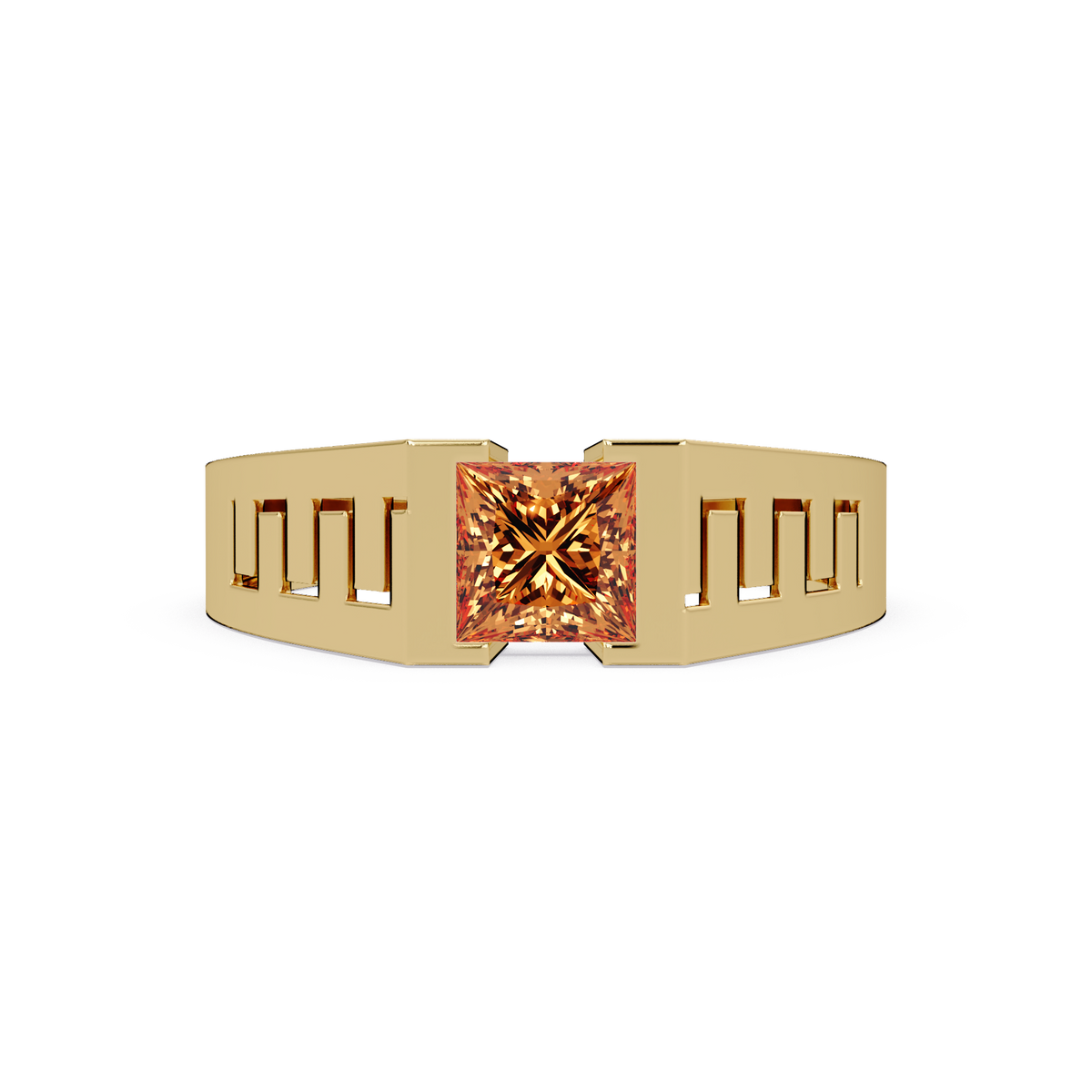 1.0 CTW Princess Men’s Colorstone Ring with Champagne Topaz in Yellow Gold – Lunéa Paris
