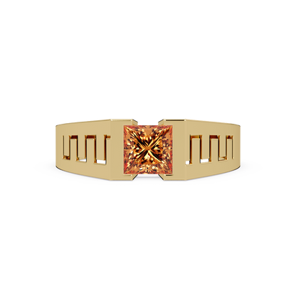 1.0 CTW Princess Men’s Colorstone Ring with Champagne Topaz in Yellow Gold – Lunéa Paris