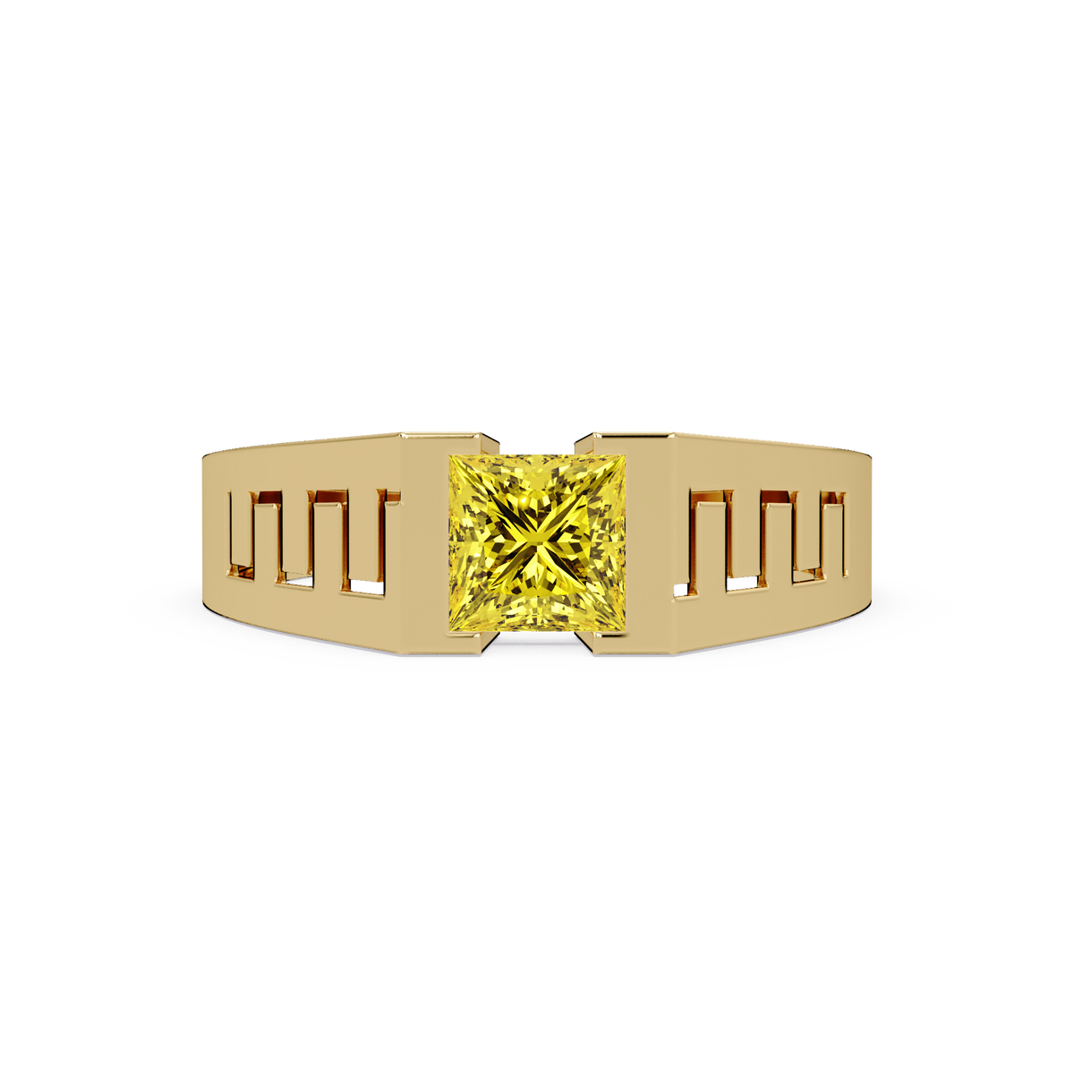 1.0 CTW Princess Men’s Colorstone Ring with Citrine Yellow in Yellow Gold – Lunéa Paris