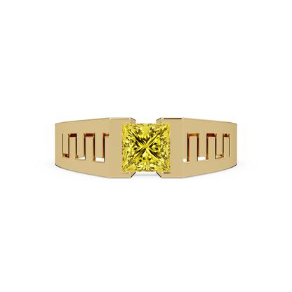 1.0 CTW Princess Men’s Colorstone Ring with Citrine Yellow in Yellow Gold – Lunéa Paris