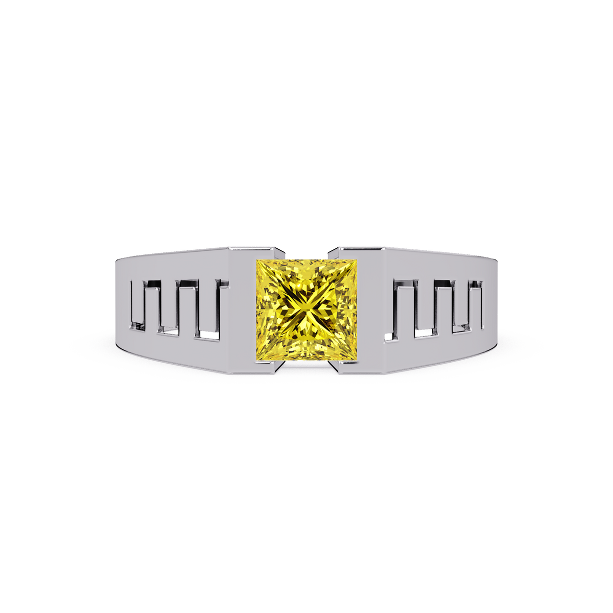 1.0 CTW Princess Men’s Colorstone Ring with Citrine Yellow in White Gold – Lunéa Paris