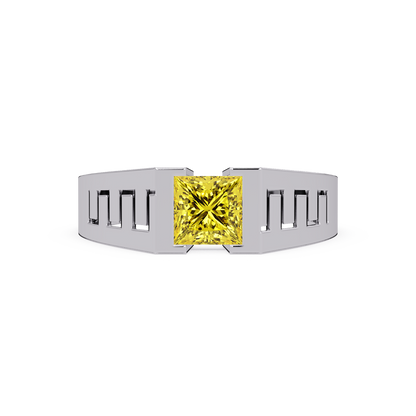 1.0 CTW Princess Men’s Colorstone Ring with Citrine Yellow in White Gold – Lunéa Paris