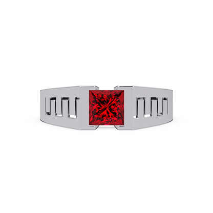 1.0 CTW Princess Men’s Colorstone Ring with Ruby Red in White Gold – Lunéa Paris