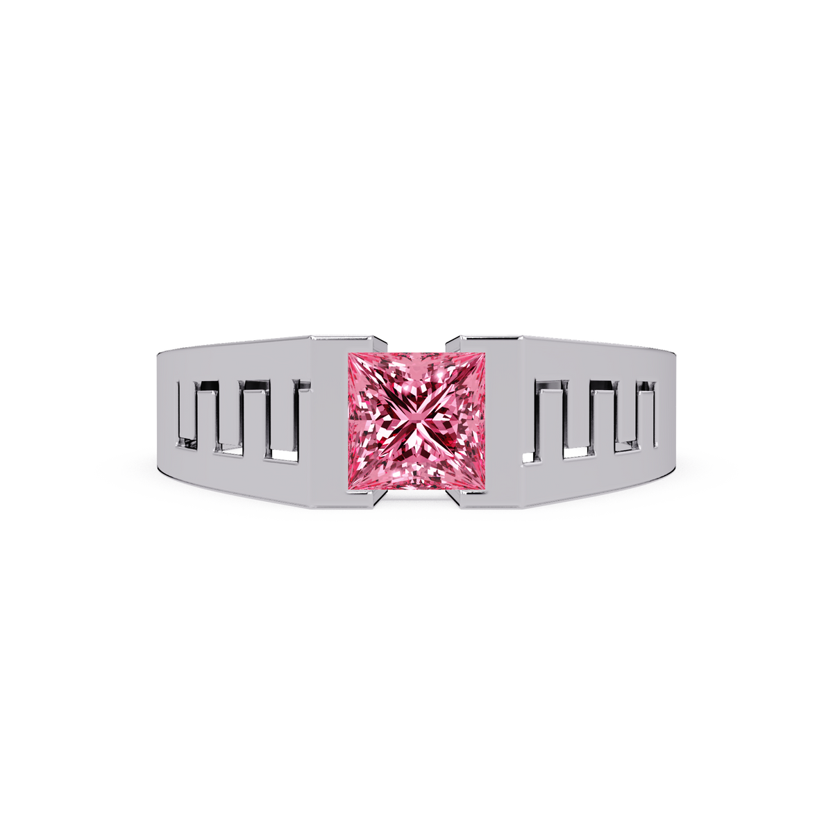 1.0 CTW Princess Men’s Colorstone Ring with Tourmaline Pink in White Gold – Lunéa Paris