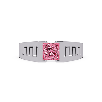 1.0 CTW Princess Men’s Colorstone Ring with Tourmaline Pink in White Gold – Lunéa Paris