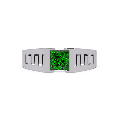 1.0 CTW Princess Men’s Colorstone Ring with Emerald Green in White Gold – Lunéa Paris
