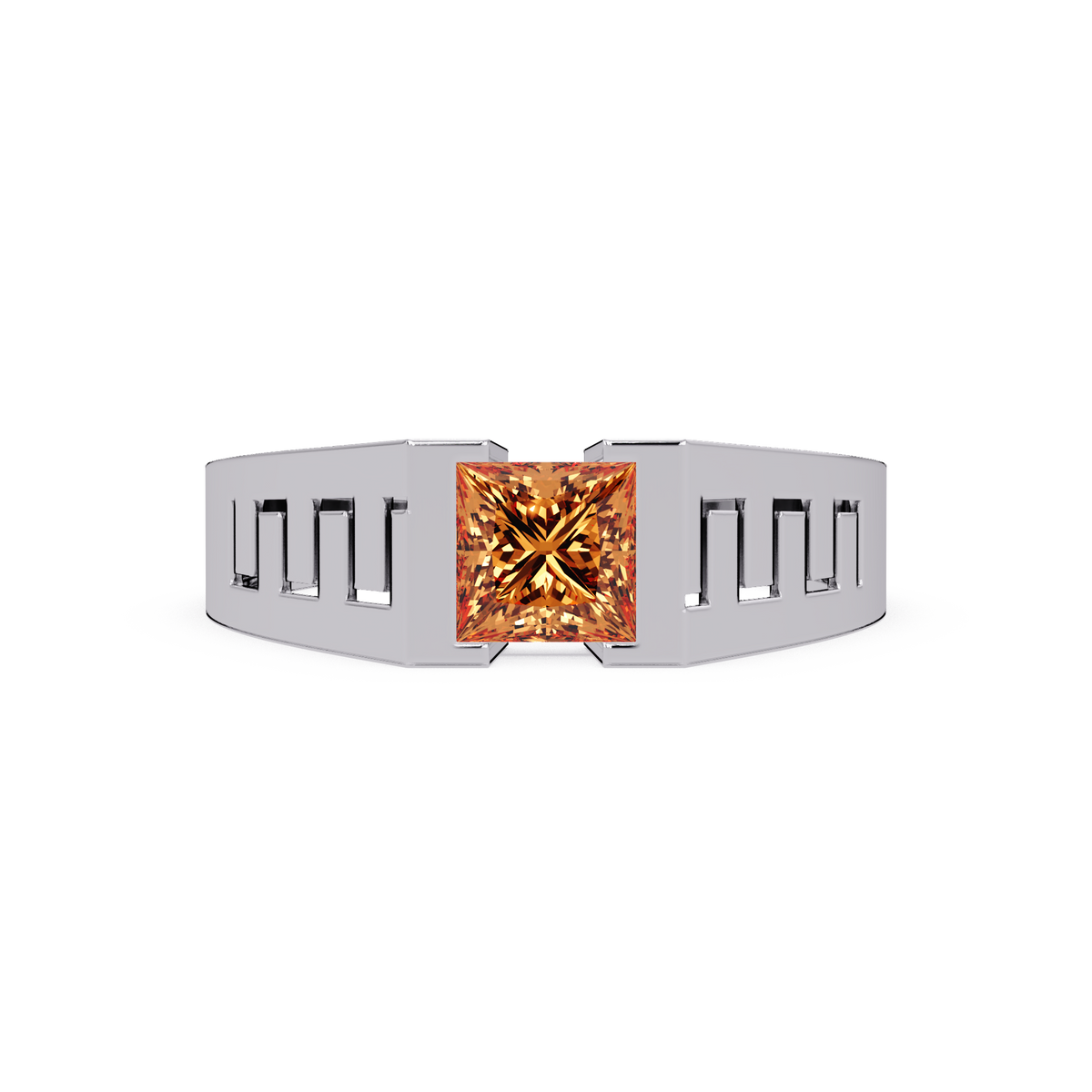 1.0 CTW Princess Men’s Colorstone Ring with Champagne Topaz in White Gold – Lunéa Paris