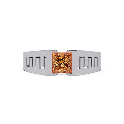1.0 CTW Princess Men’s Colorstone Ring with Champagne Topaz in White Gold – Lunéa Paris