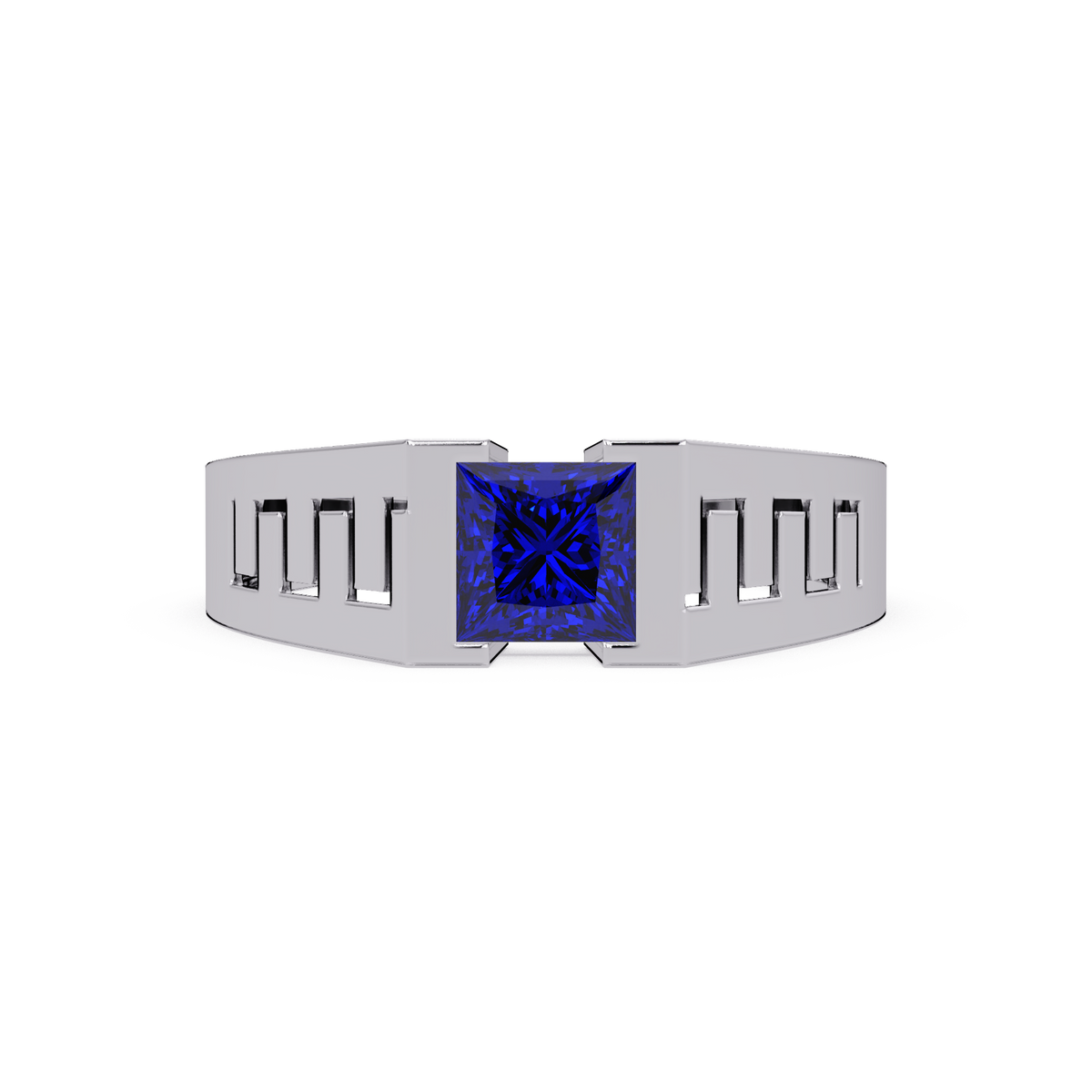 1.0 CTW Princess Men’s Colorstone Ring with Sapphire Blue in White Gold – Lunéa Paris