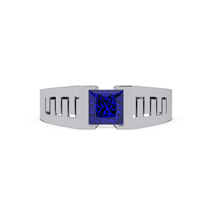 1.0 CTW Princess Men’s Colorstone Ring with Sapphire Blue in White Gold – Lunéa Paris