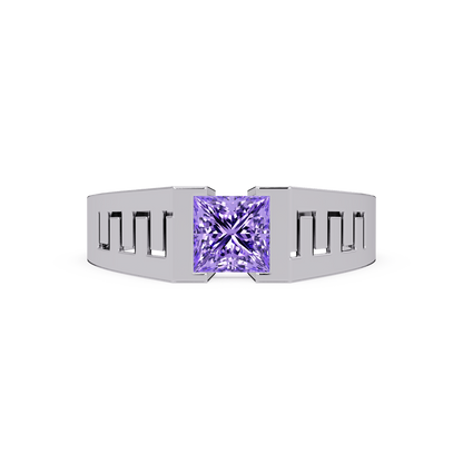 1.0 CTW Princess Men’s Colorstone Ring with Amethyst Purple in White Gold – Lunéa Paris