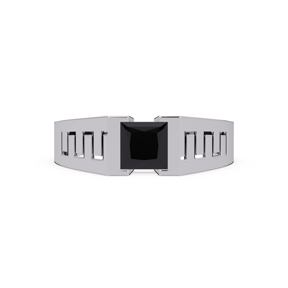 1.0 CTW Princess Men’s Colorstone Ring with Onyx in White Gold – Lunéa Paris