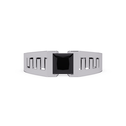 1.0 CTW Princess Men’s Colorstone Ring with Onyx in White Gold – Lunéa Paris