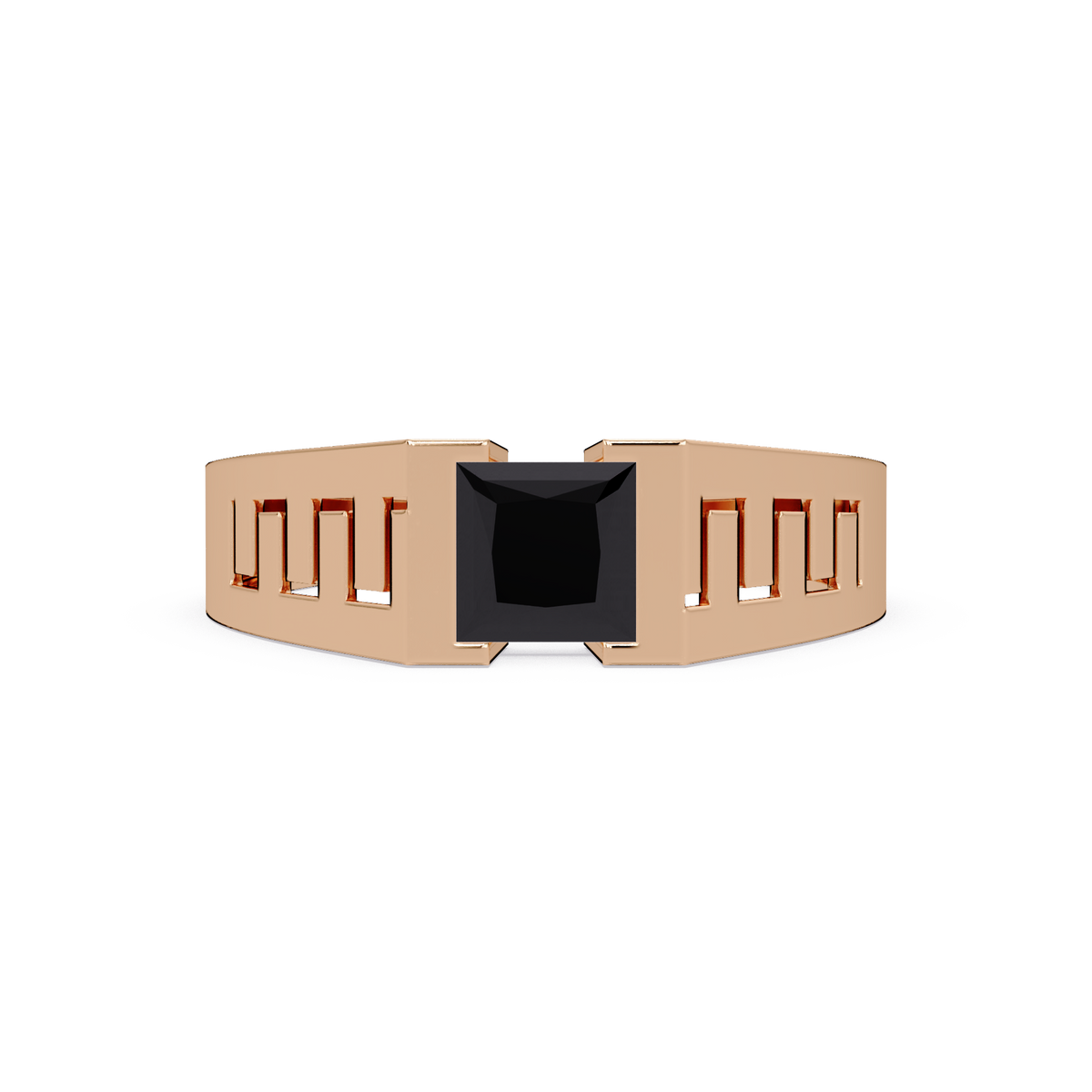 1.0 CTW Princess Men’s Colorstone Ring with Onyx in Rose Gold – Lunéa Paris