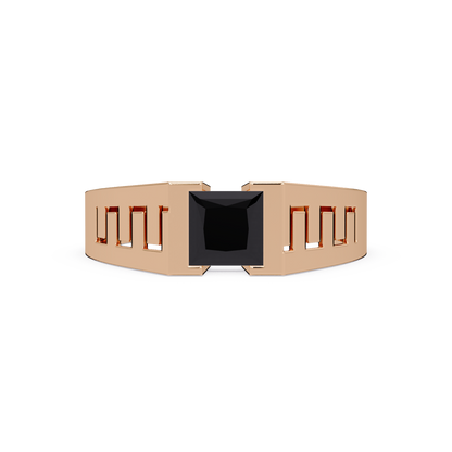 1.0 CTW Princess Men’s Colorstone Ring with Onyx in Rose Gold – Lunéa Paris