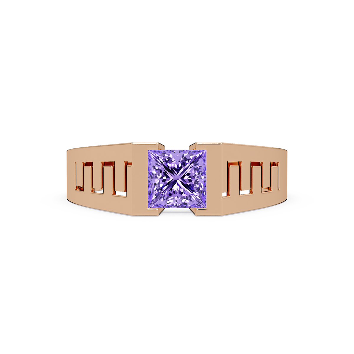 1.0 CTW Princess Men’s Colorstone Ring with Amethyst Purple in Rose Gold – Lunéa Paris