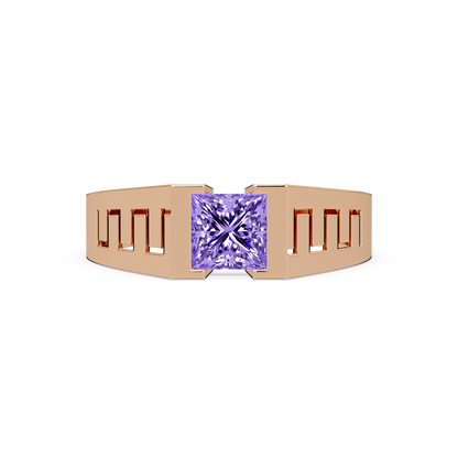 1.0 CTW Princess Men’s Colorstone Ring with Amethyst Purple in Rose Gold – Lunéa Paris