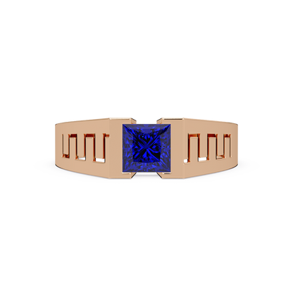 1.0 CTW Princess Men’s Colorstone Ring with Sapphire Blue in Rose Gold – Lunéa Paris