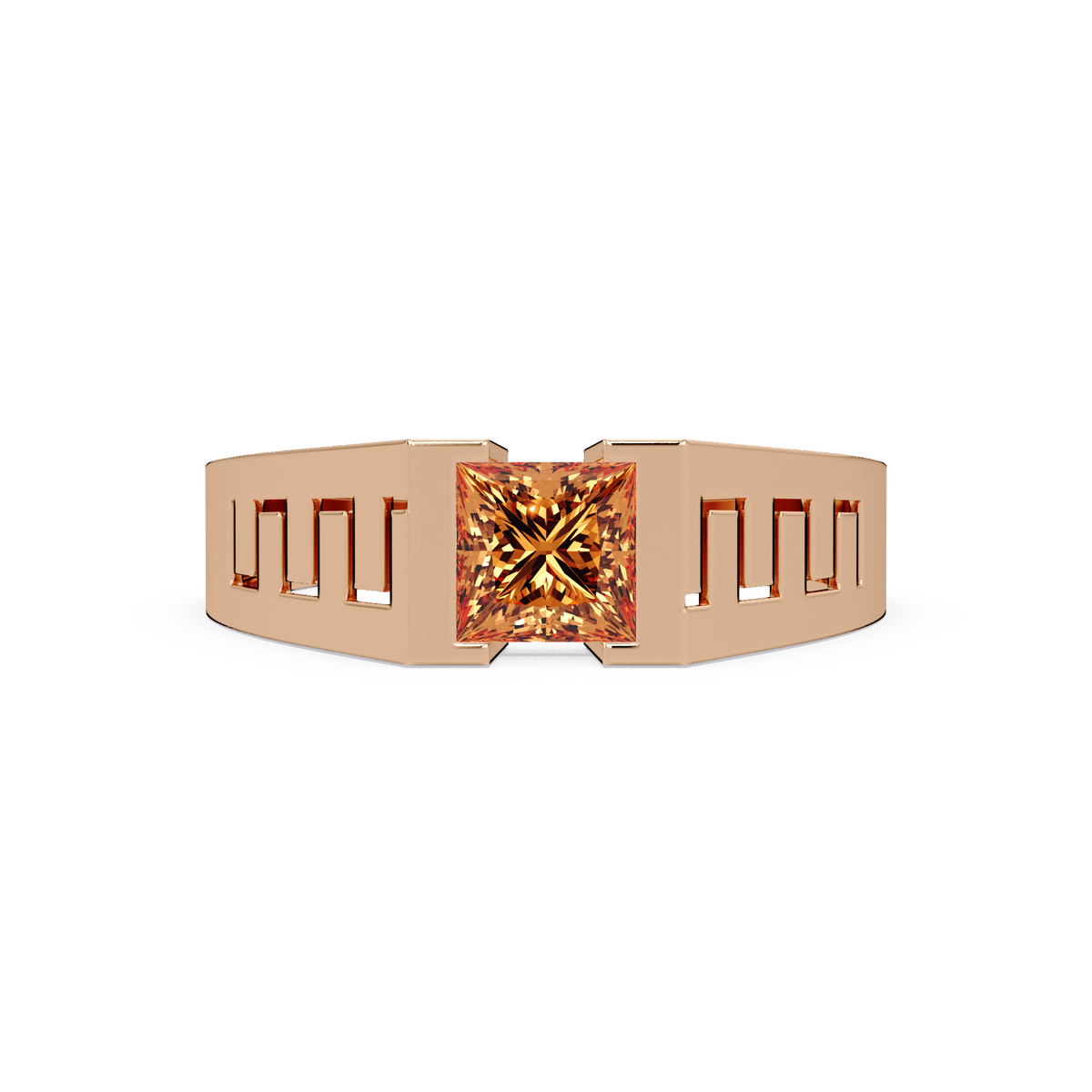 1.0 CTW Princess Men’s Colorstone Ring with Champagne Topaz in Rose Gold – Lunéa Paris