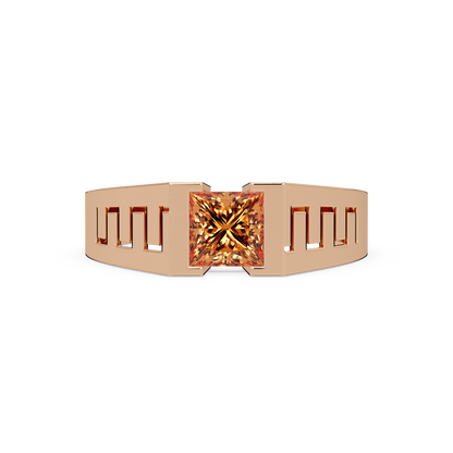 1.0 CTW Princess Men’s Colorstone Ring with Champagne Topaz in Rose Gold – Lunéa Paris