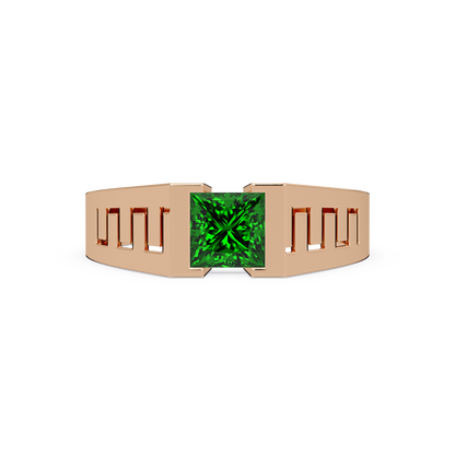 1.0 CTW Princess Men’s Colorstone Ring with Emerald Green in Rose Gold – Lunéa Paris