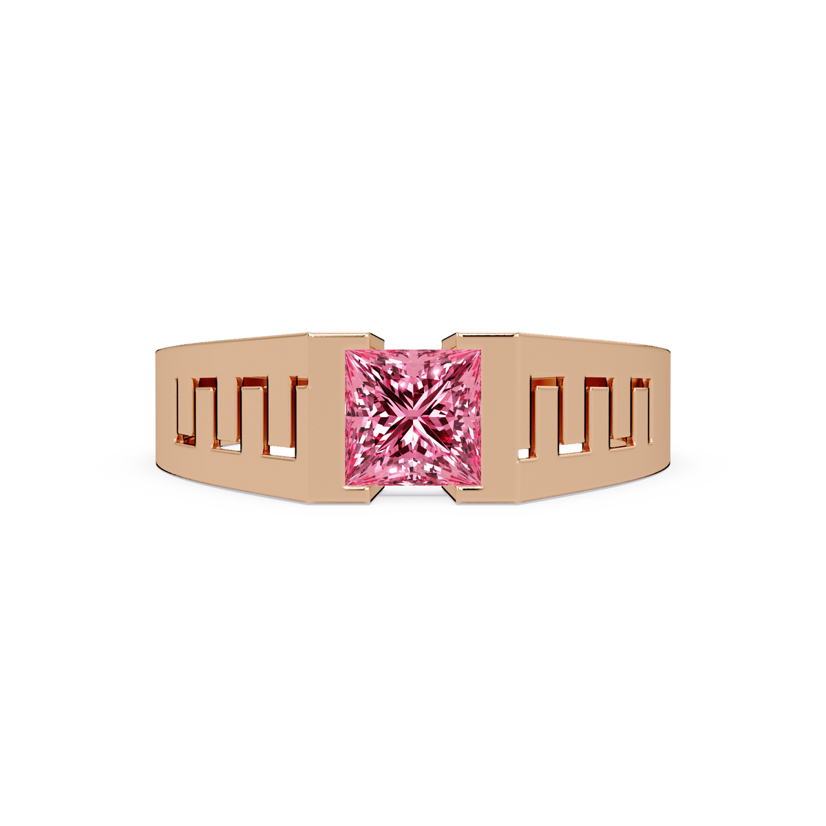 1.0 CTW Princess Men’s Colorstone Ring with Tourmaline Pink in Rose Gold – Lunéa Paris