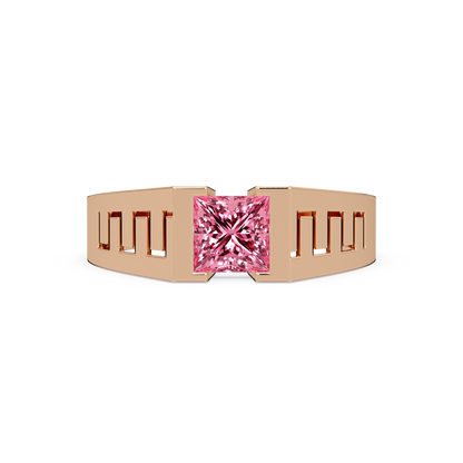 1.0 CTW Princess Men’s Colorstone Ring with Tourmaline Pink in Rose Gold – Lunéa Paris