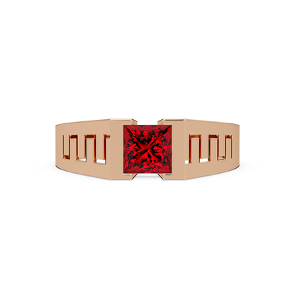 1.0 CTW Princess Men’s Colorstone Ring with Ruby Red in Rose Gold – Lunéa Paris