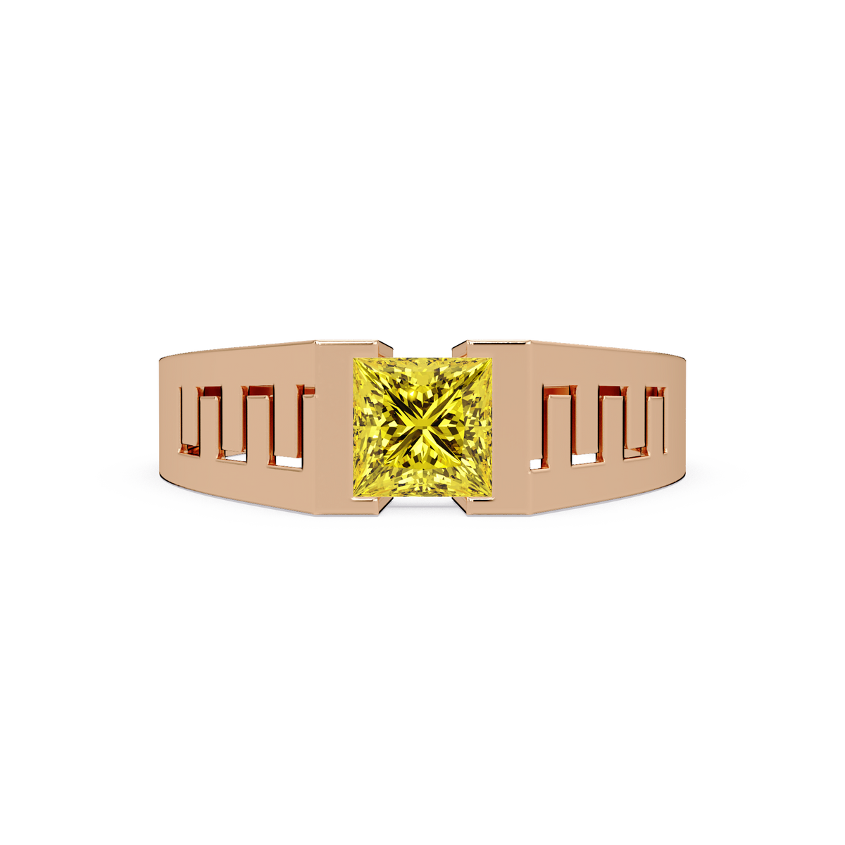 1.0 CTW Princess Men’s Colorstone Ring with Citrine Yellow in Rose Gold – Lunéa Paris