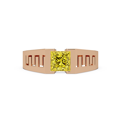 1.0 CTW Princess Men’s Colorstone Ring with Citrine Yellow in Rose Gold – Lunéa Paris