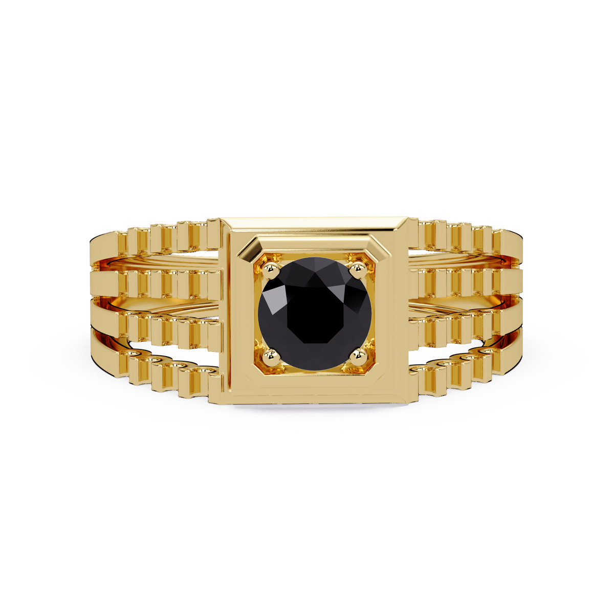 0.5 CTW Round Men’s Colorstone Ring with Onyx in Yellow Gold – Lunéa Paris