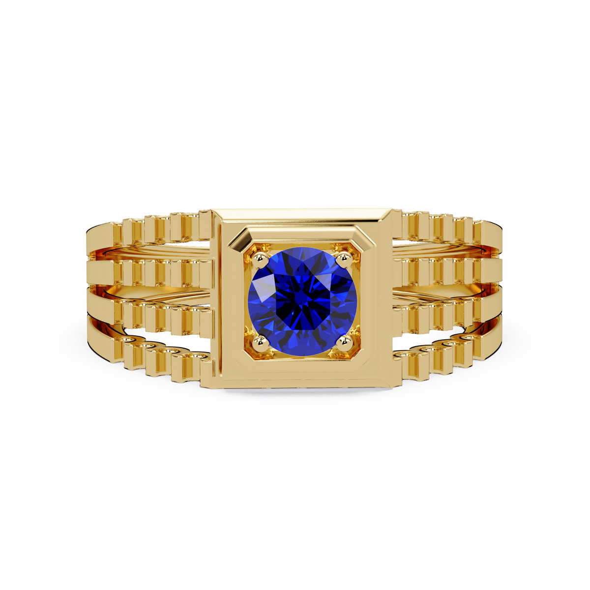 0.5 CTW Round Men’s Colorstone Ring with Sapphire Blue in Yellow Gold – Lunéa Paris