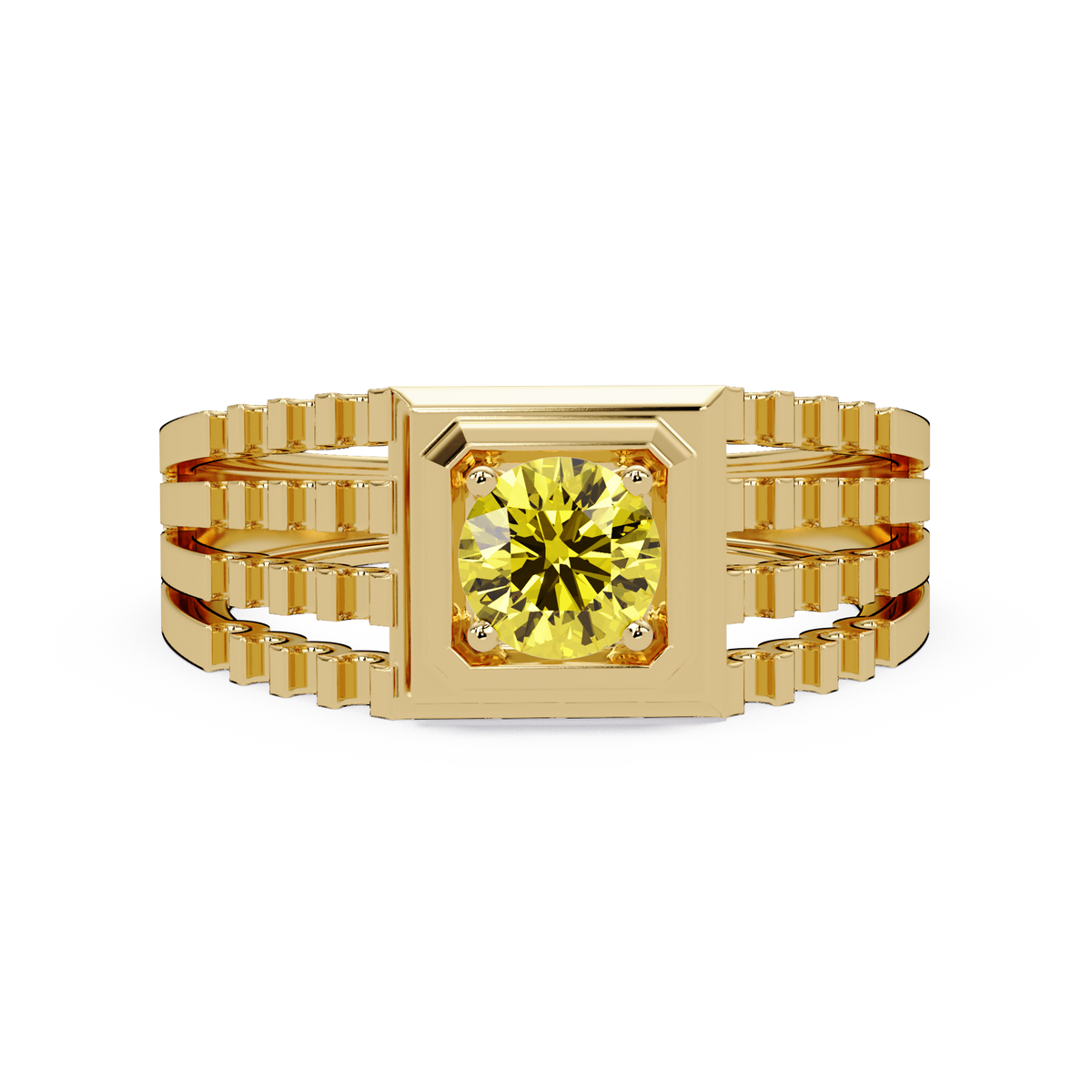 0.5 CTW Round Men’s Colorstone Ring with Citrine Yellow in Yellow Gold – Lunéa Paris