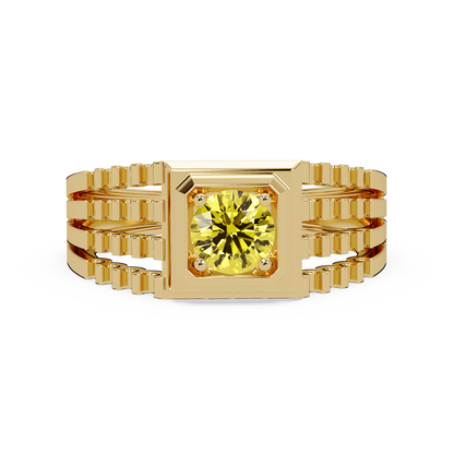 0.5 CTW Round Men’s Colorstone Ring with Citrine Yellow in Yellow Gold – Lunéa Paris
