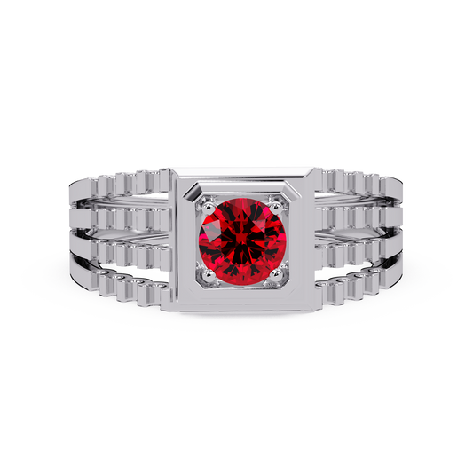 0.5 CTW Round Men’s Colorstone Ring with Ruby Red in White Gold – Lunéa Paris