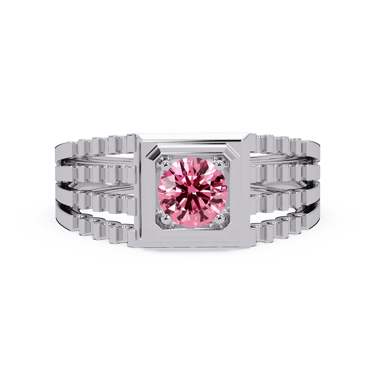 0.5 CTW Round Men’s Colorstone Ring with Tourmaline Pink in White Gold – Lunéa Paris