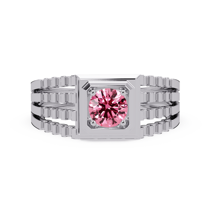 0.5 CTW Round Men’s Colorstone Ring with Tourmaline Pink in White Gold – Lunéa Paris