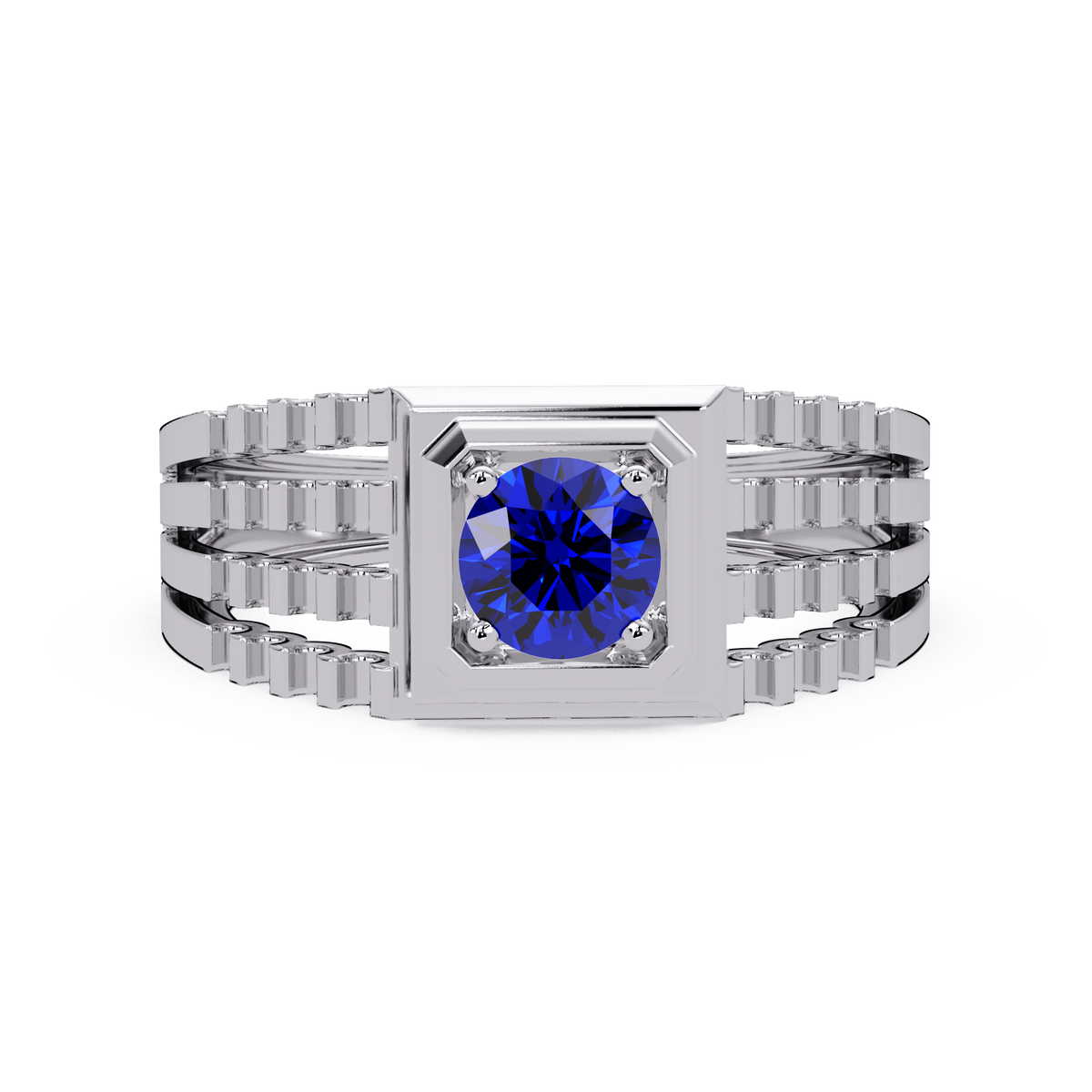 0.5 CTW Round Men’s Colorstone Ring with Sapphire Blue in White Gold – Lunéa Paris