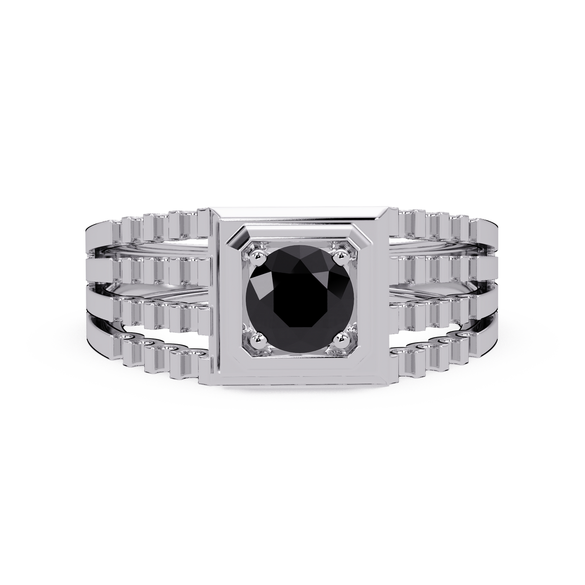 0.5 CTW Round Men’s Colorstone Ring with Onyx in White Gold – Lunéa Paris