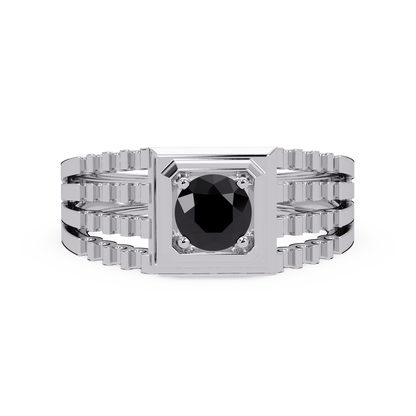 0.5 CTW Round Men’s Colorstone Ring with Onyx in White Gold – Lunéa Paris