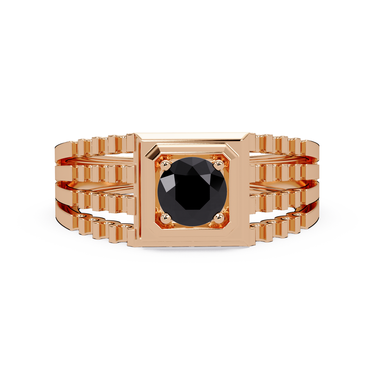 0.5 CTW Round Men’s Colorstone Ring with Onyx in Rose Gold – Lunéa Paris