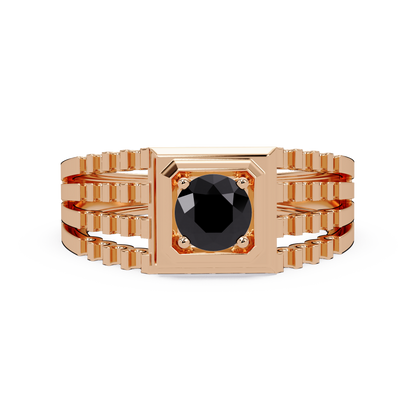 0.5 CTW Round Men’s Colorstone Ring with Onyx in Rose Gold – Lunéa Paris